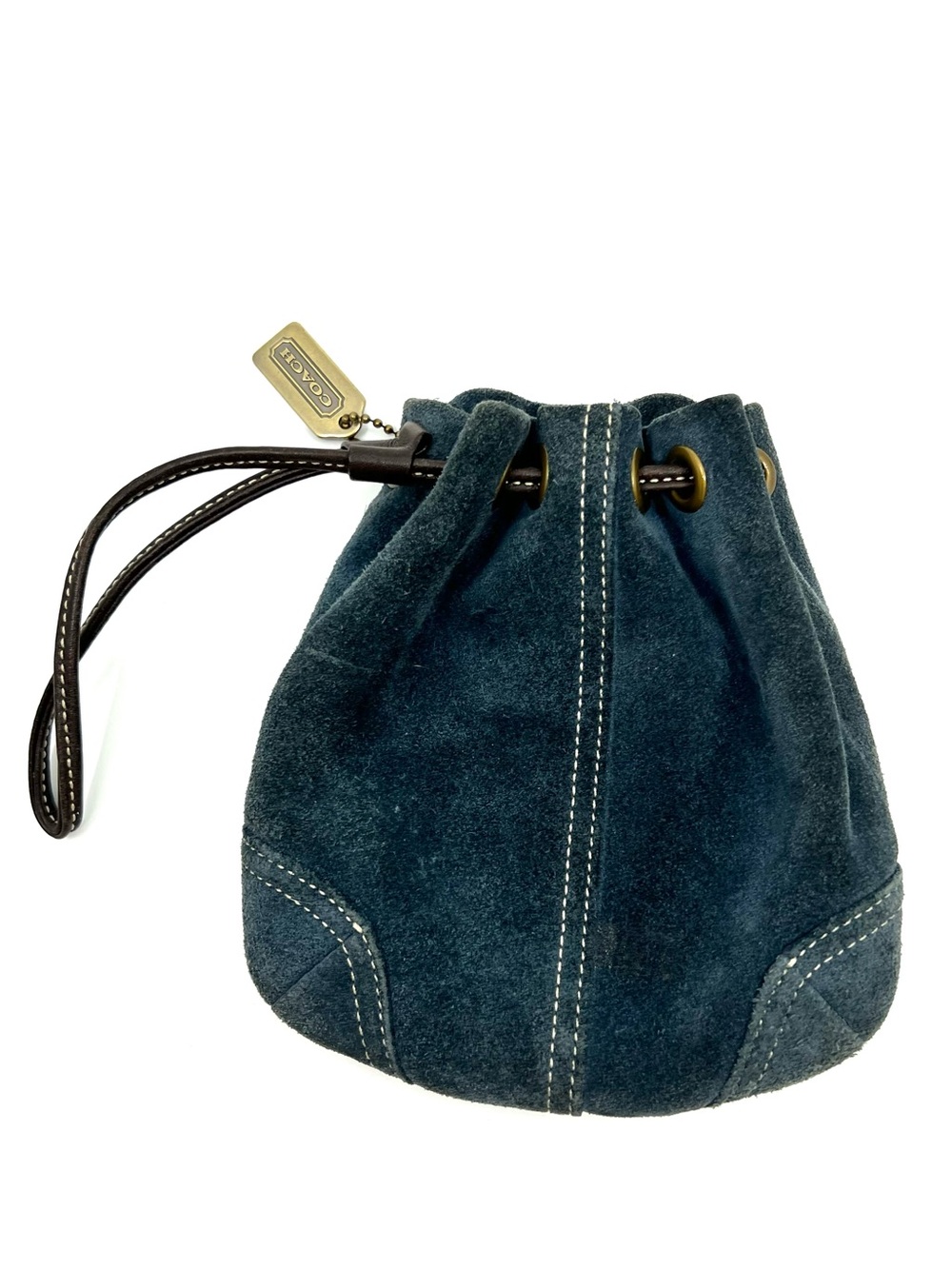 Coach Soho Blue Suede Drawstring Pouch